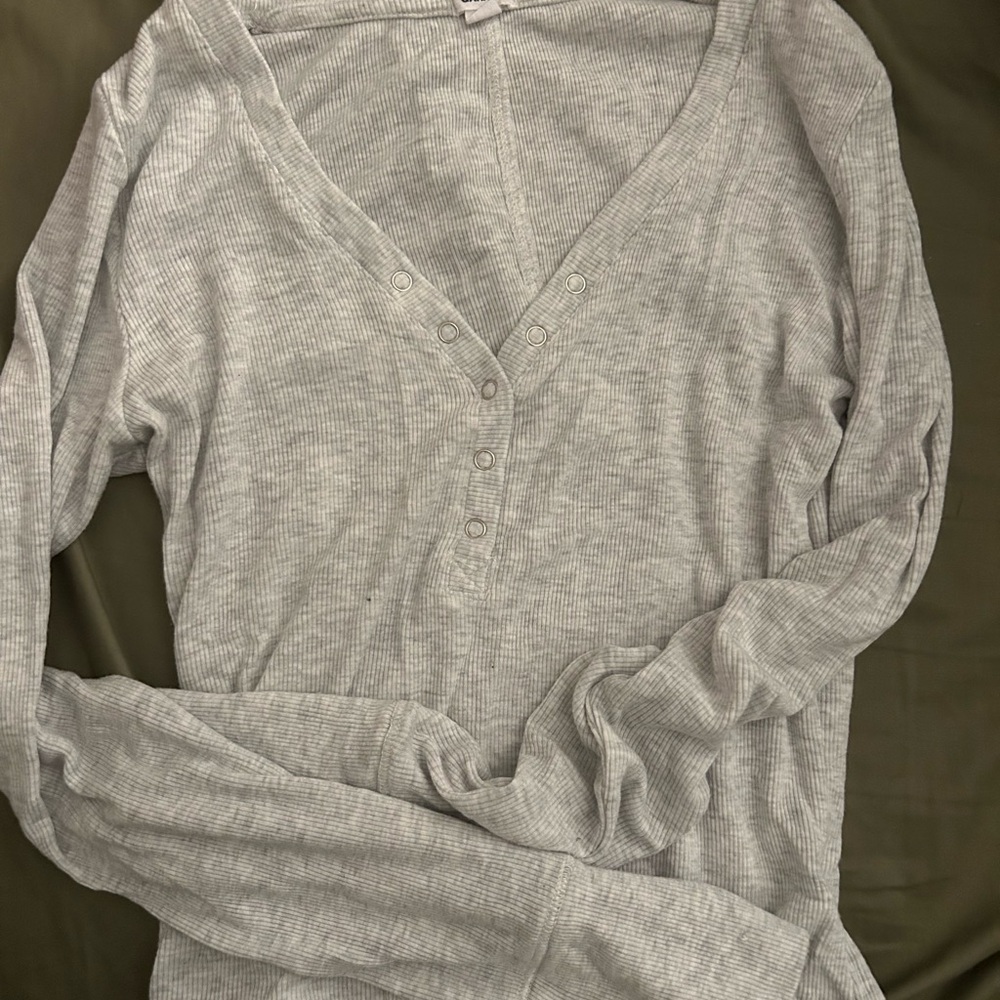 Garage Gray Fitted Long Sleeve Button Down Shirt